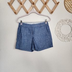 J. Crew Factory Chambray Mid-Rise Shorts Women's Size 0 NWOT